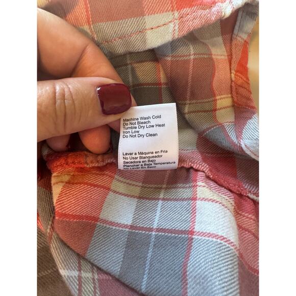 Jach's Girlfriend Bea Pink Gray Plaid Flannel Snaps Up Shirt Grunge Sz XXL - Picture 13 of 13